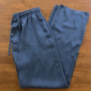 Washable 100% Silk Pajama Bottoms, M, Blue